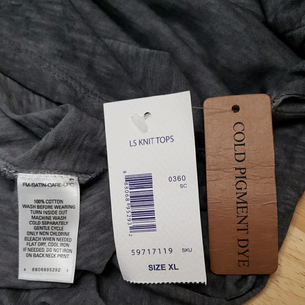 Great Northwest Indigo Gray Long Sleeve, V-Neck Blouse - Picture 5 of 7